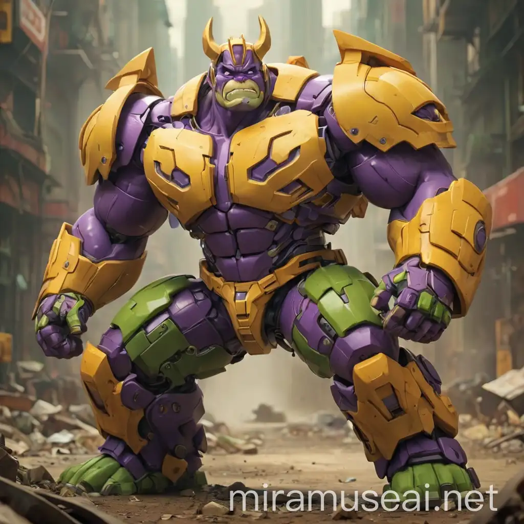 Hulk Transformer Yellow Green and Purple Heroic Automaton