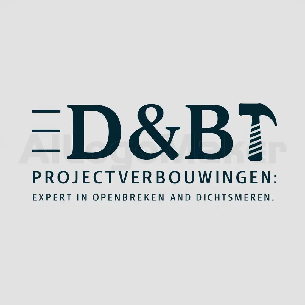a logo design,with the text "D&B Projectverbouwingen  Expert in openbreken and dichtsmeren", main symbol:Construction,Moderate,be used in Real Estate industry,clear background