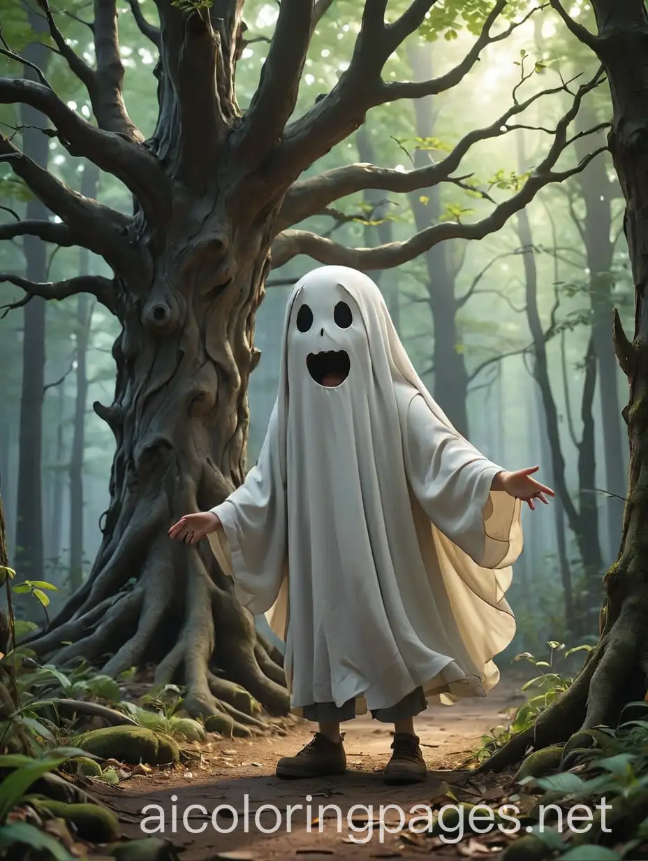 Children-Encounter-Spooky-Ghost-Tree-in-Woods