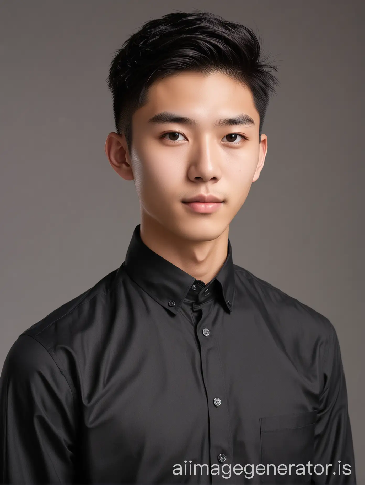 Chinese-Teen-Male-in-Formal-Attire-Poses-for-LinkedIn-Photo