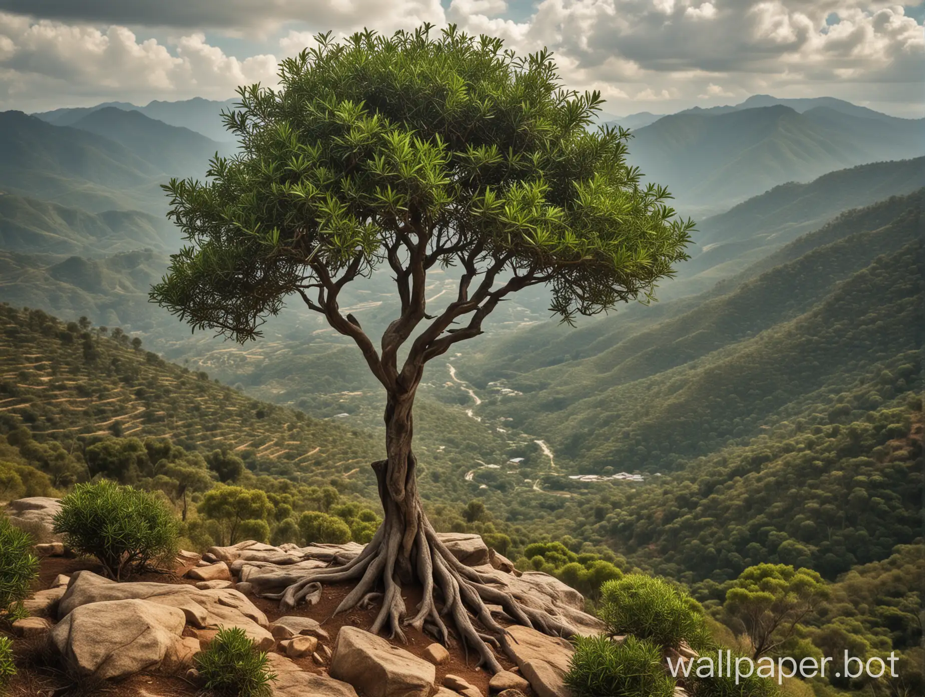 Giant-Tea-Tree-on-Mountain-Landscape