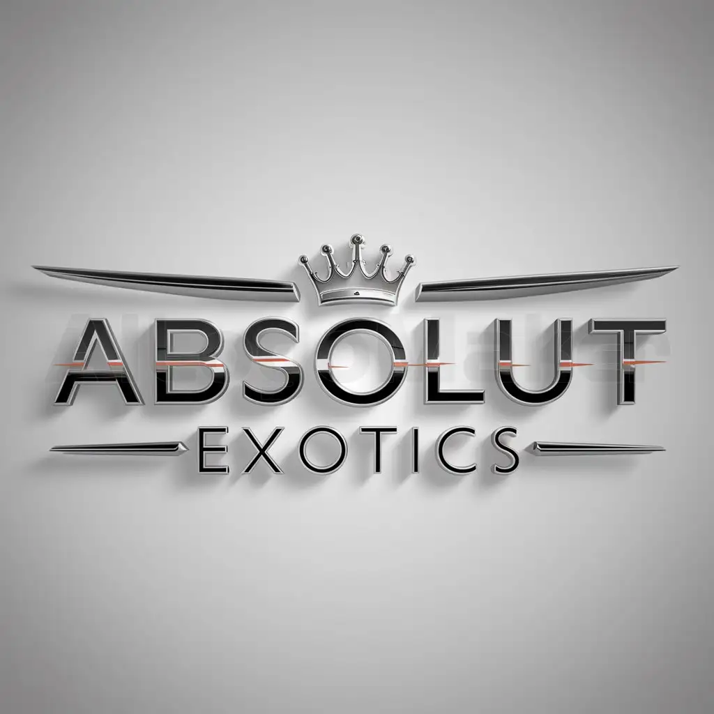 a logo design,with the text "Absolut Exotics", main symbol:A crown above the initials of the logo name,complex,be used in Automotive industry,clear background