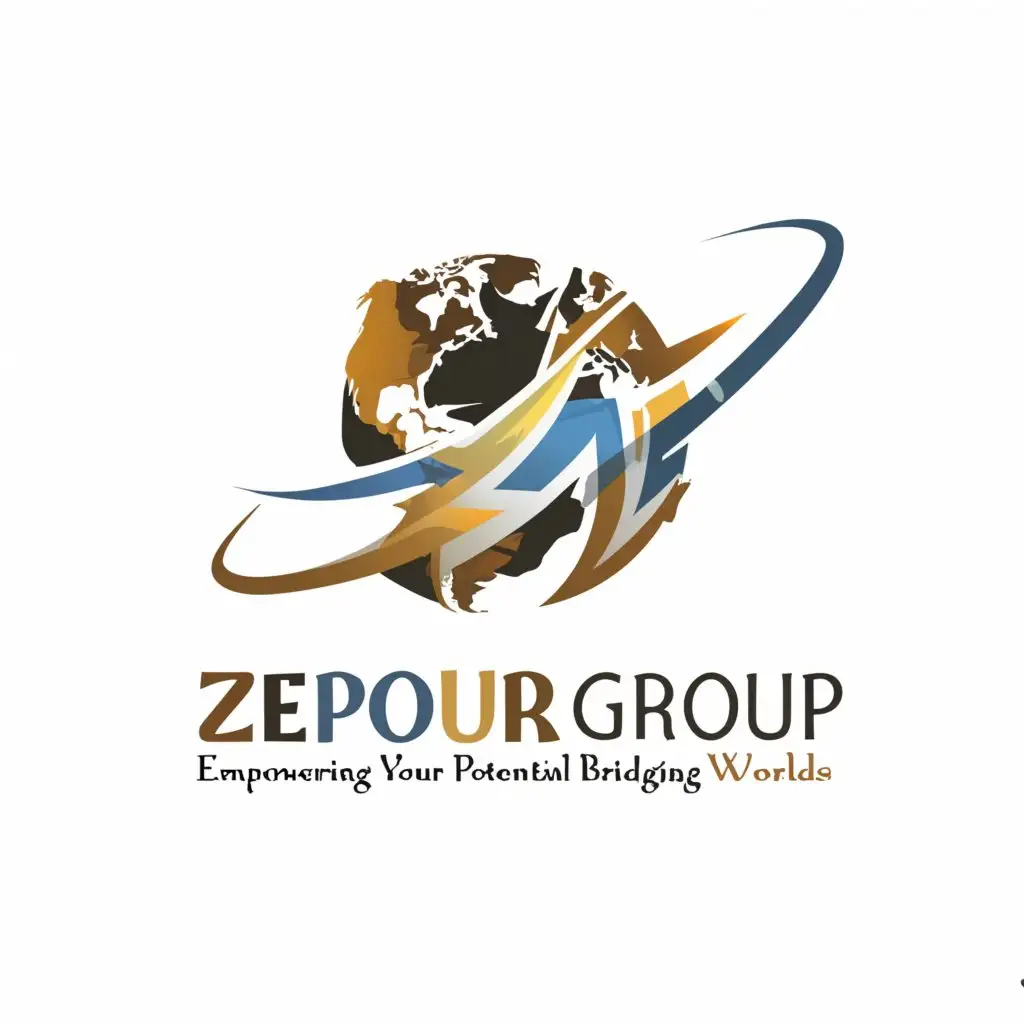 a logo design,with the text ""ZEPOUR group LLC",
 "Empowering Your Potential, Bridging Worlds."", main symbol:

My business name is : "ZEPOUR group LLC"
tagline : "Empowering Your Potential, Bridging Worlds."
   bold logo for my brand. This logo will be used across multiple platforms, including my website, print materials, and social media.

Key Project Requirements:
- Modern Design: I have a preference for a modern style, so the ability to create sleek, contemporary designs is crucial.
- Bright & Bold Colors: The logo should incorporate bright and bold colors to make it eye-catching and memorable.
- Versatile Use: The final design should be clear and impactful across various mediums, from digital to print.



My business name is : "ZEPOUR group LLC"
tagline : "Empowering Your Potential, Bridging Worlds."

We are specializing in staffing, language, investment, business consultations.
the logo must be ORIGINAL (from A to Z)- I will need to see the layers , 
,Moderate,be used in language, investment, business consultations. industry,clear background