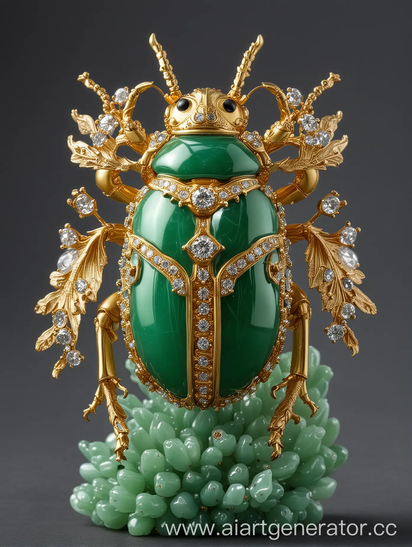 Exquisite-Golden-Beetle-Ornament-Adorning-Jade-Plant
