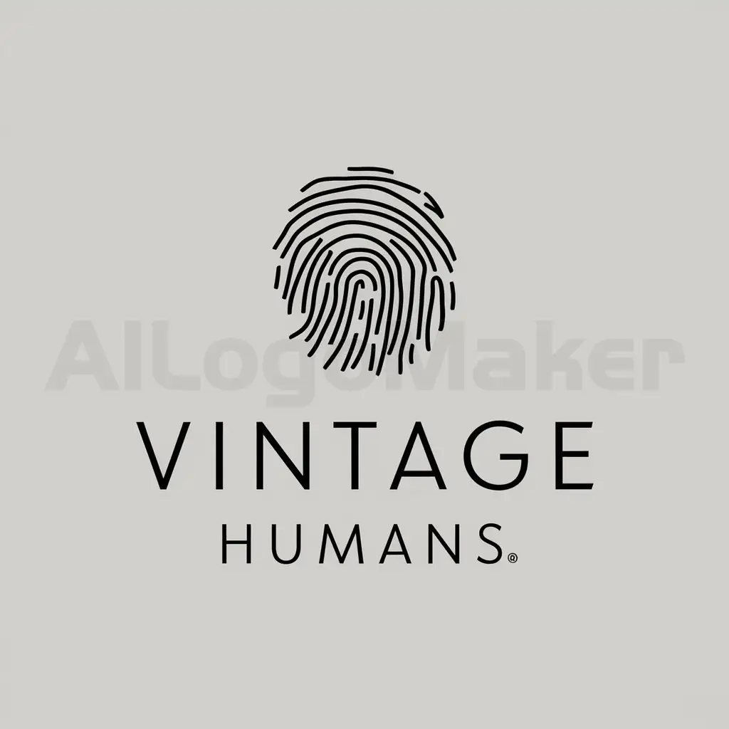 a logo design,with the text "Vintage Humans", main symbol:fingerprint,Moderate,clear background