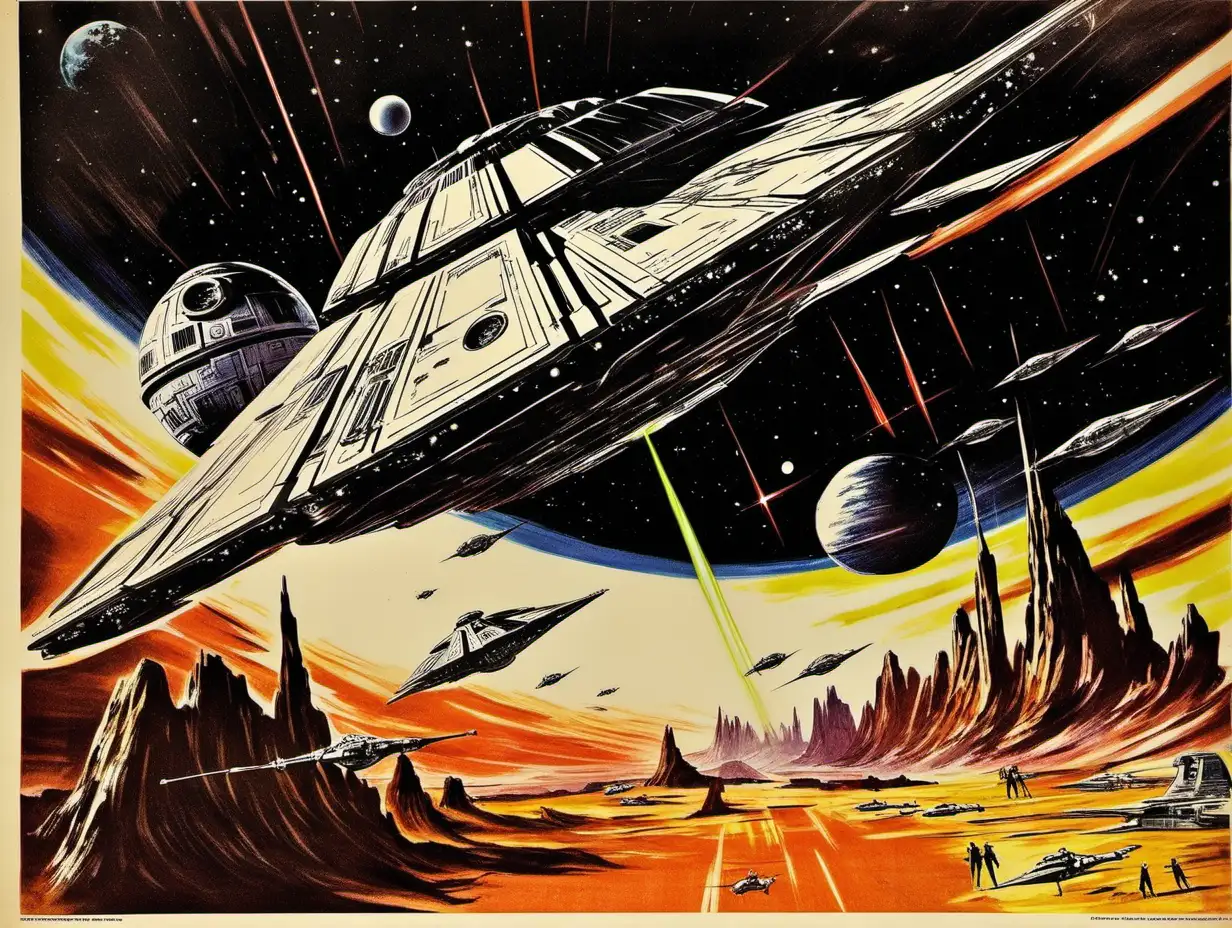 1960 scifi style star wars movie poster  
