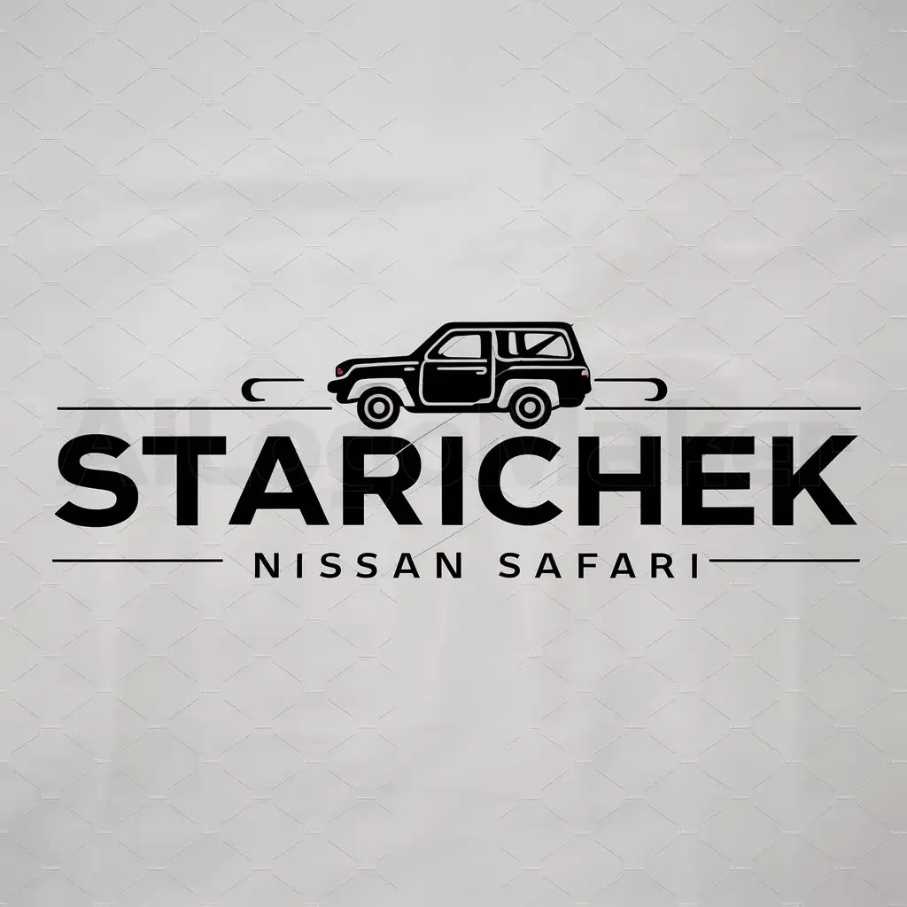 a logo design,with the text "starichek", main symbol:Nissan safari,Moderate,clear background