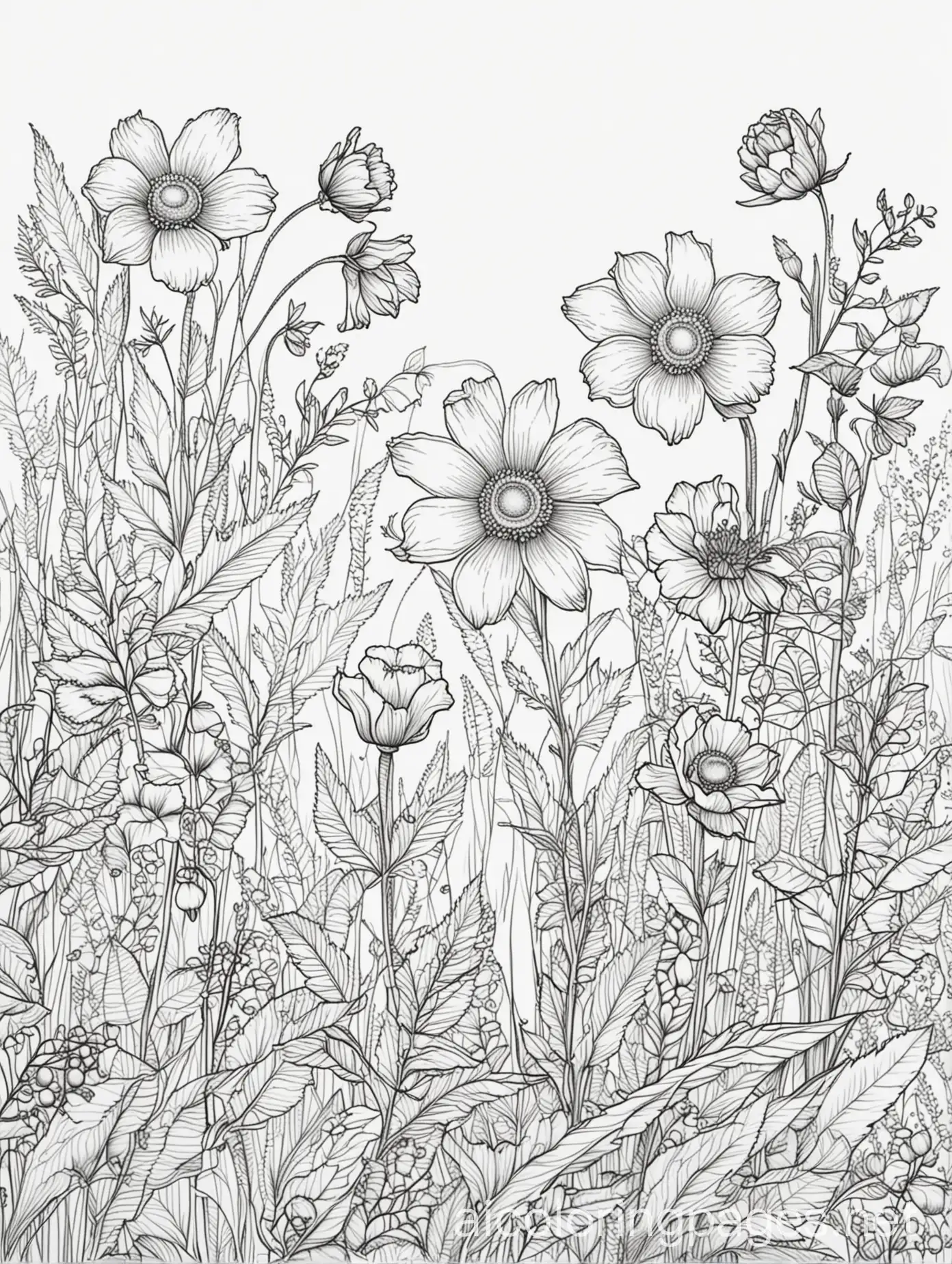 Adorable-Wildflowers-Coloring-Page-Simple-Line-Art-for-Kids