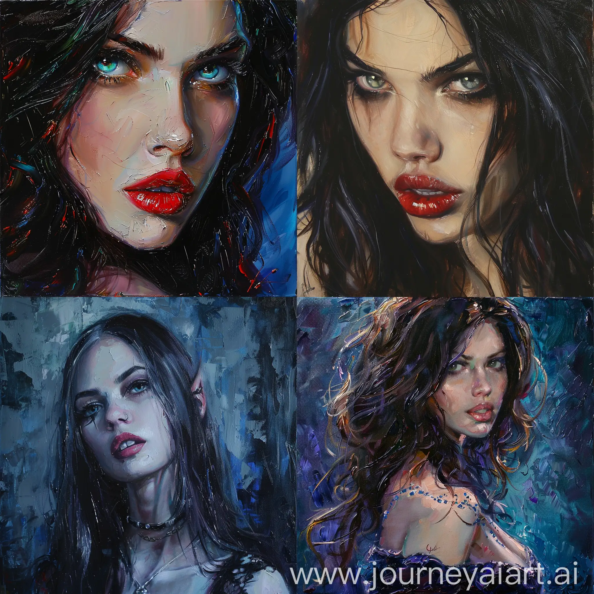 Beautiful girls vampire, painting oil