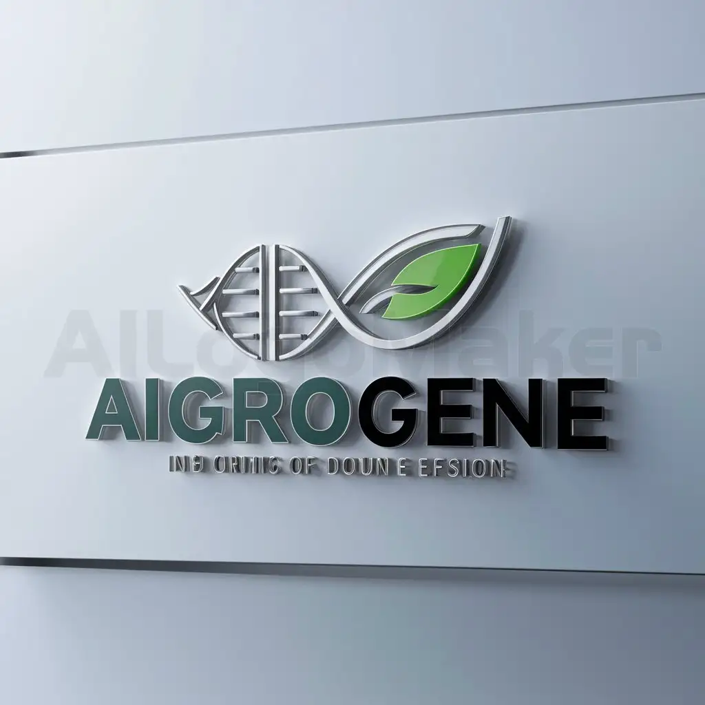 a logo design,with the text "AIGROGENE", main symbol:DNA leaf,Moderate,clear background