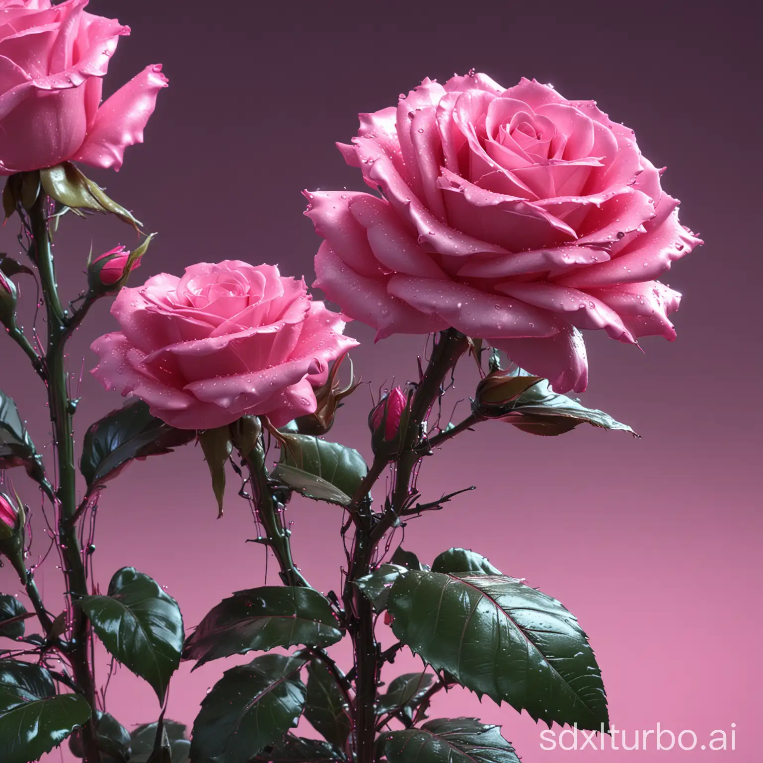 Futuristic-Pink-Roses-Illuminated-in-Surreal-SciFi-Setting