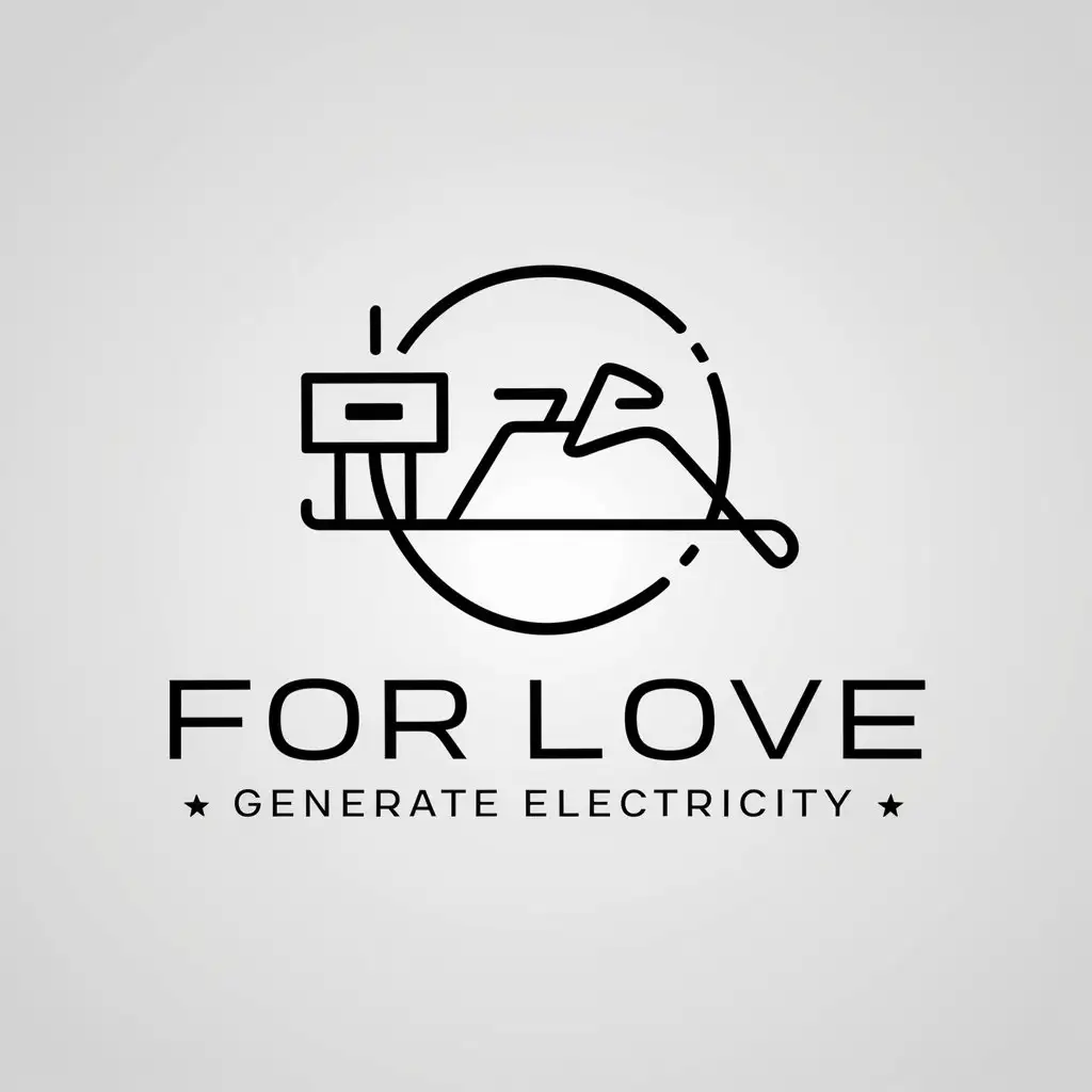 a logo design,with the text "for love generate electricity", main symbol:running machine, generator, circular,Minimalistic,be used in Sports Fitness industry,clear background