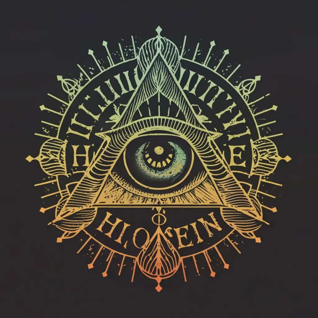 a logo design,with the text "illuminati
HoseiN
", main symbol:one eye illuminati,complex,be used in Dark industry,clear background