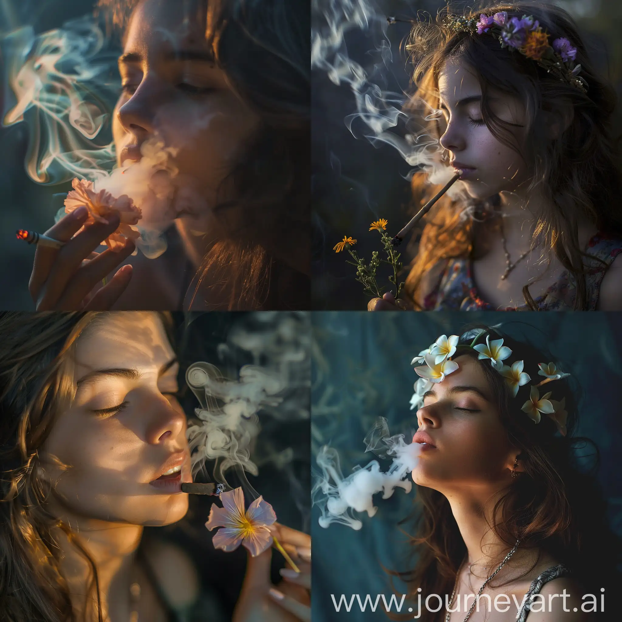 Girl-Smoking-Flower-Expressive-Artistic-Portrait-with-Floral-Theme