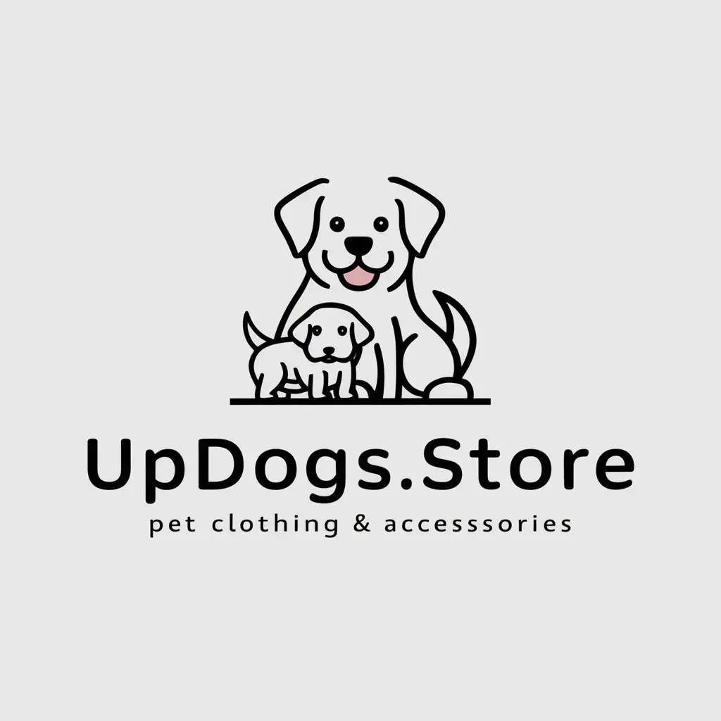 a logo design,with the text "UPDOGS.STORE", main symbol:Dog, Puppy, clothing,Moderate,be used in Retail industry,clear background