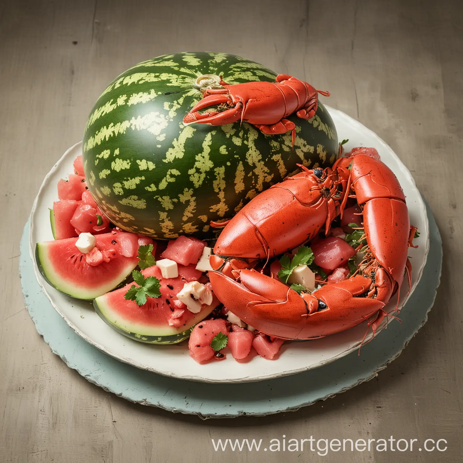 Fresh-Watermelon-and-Lobster-Platter-Exquisite-Seafood-Delight