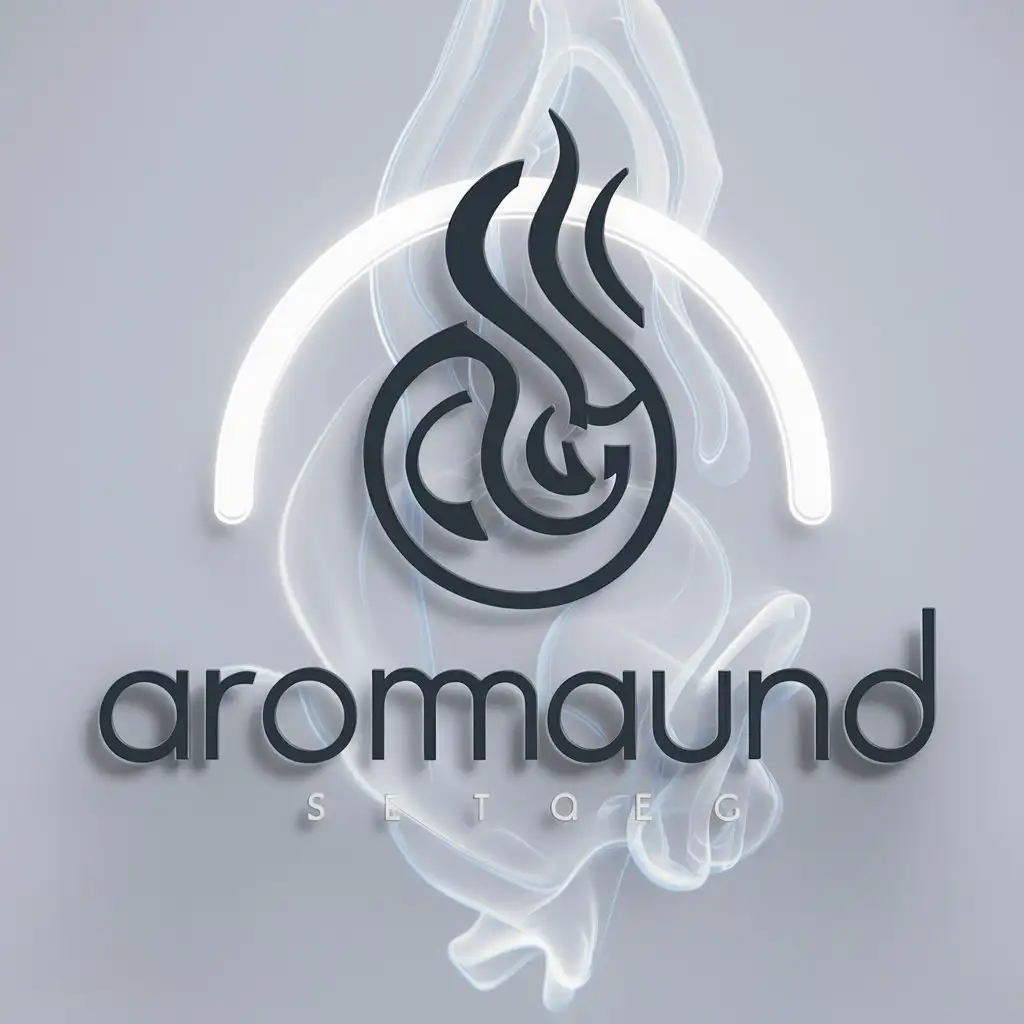 a logo design,with the text "AROMAUND", main symbol:smoke,Moderate,be used in Technology industry,clear background