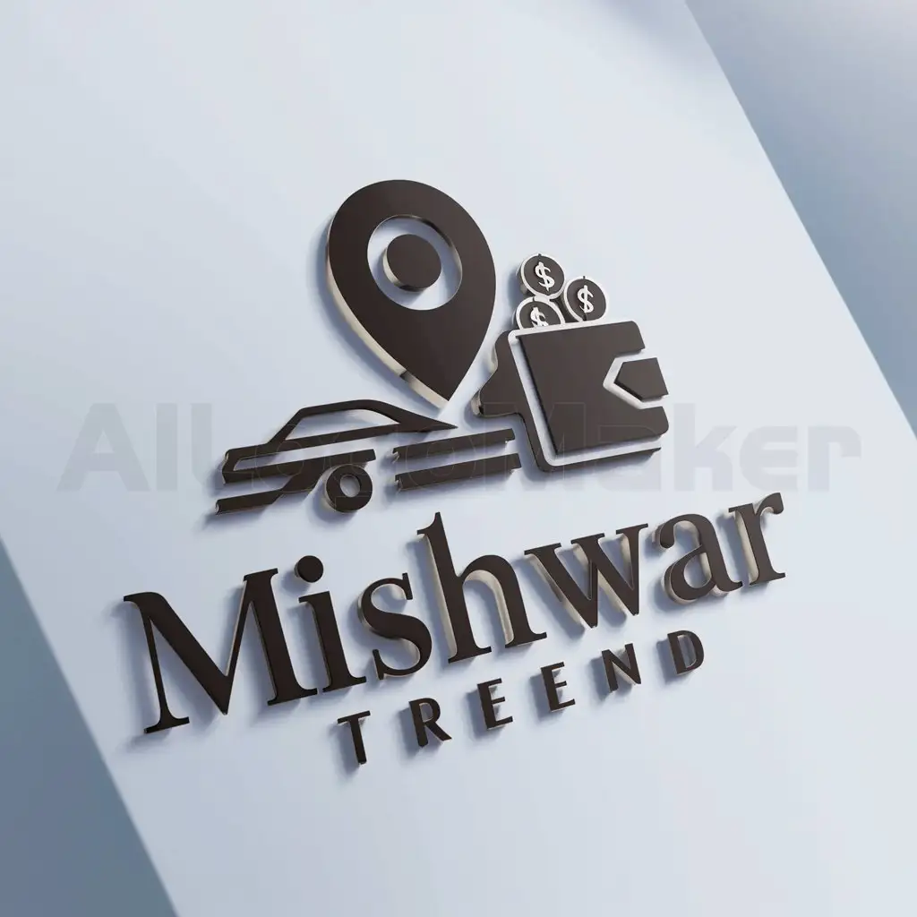 a logo design,with the text "Mishwar trend", main symbol:Location, delivery, fast car, save money,Moderate,be used in Travel industry,clear background