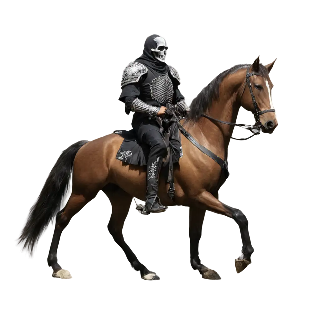 Pale Horseman Riding a Horse Skeleton in Medieval Armor PNG Image ...