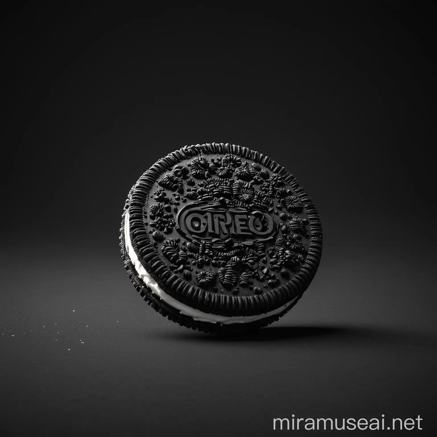 Ultra Realistic Oreo Cookies on Black Background in 4K Resolution
