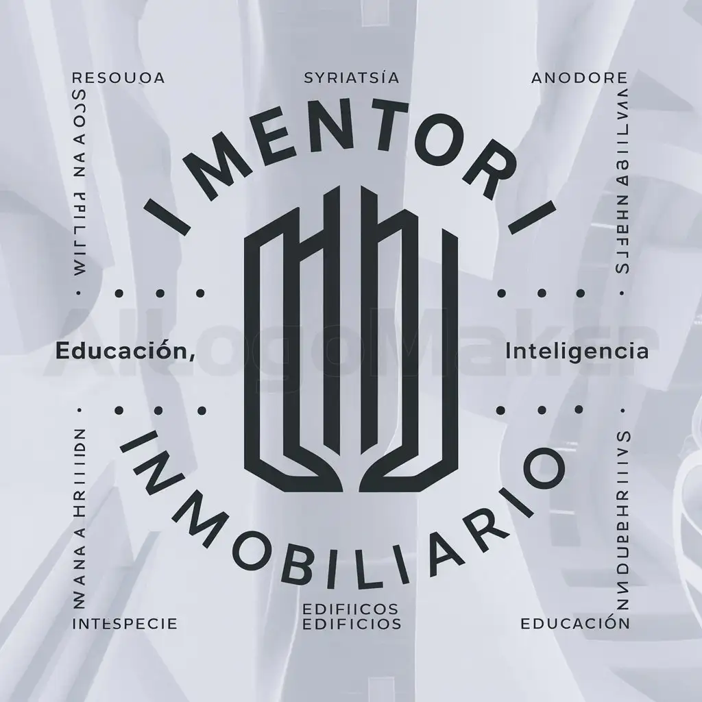 a logo design,with the text "MENTOR INMOBILIARIO", main symbol:educación, inteligencia, edificios,Moderate,be used in Education industry,clear background