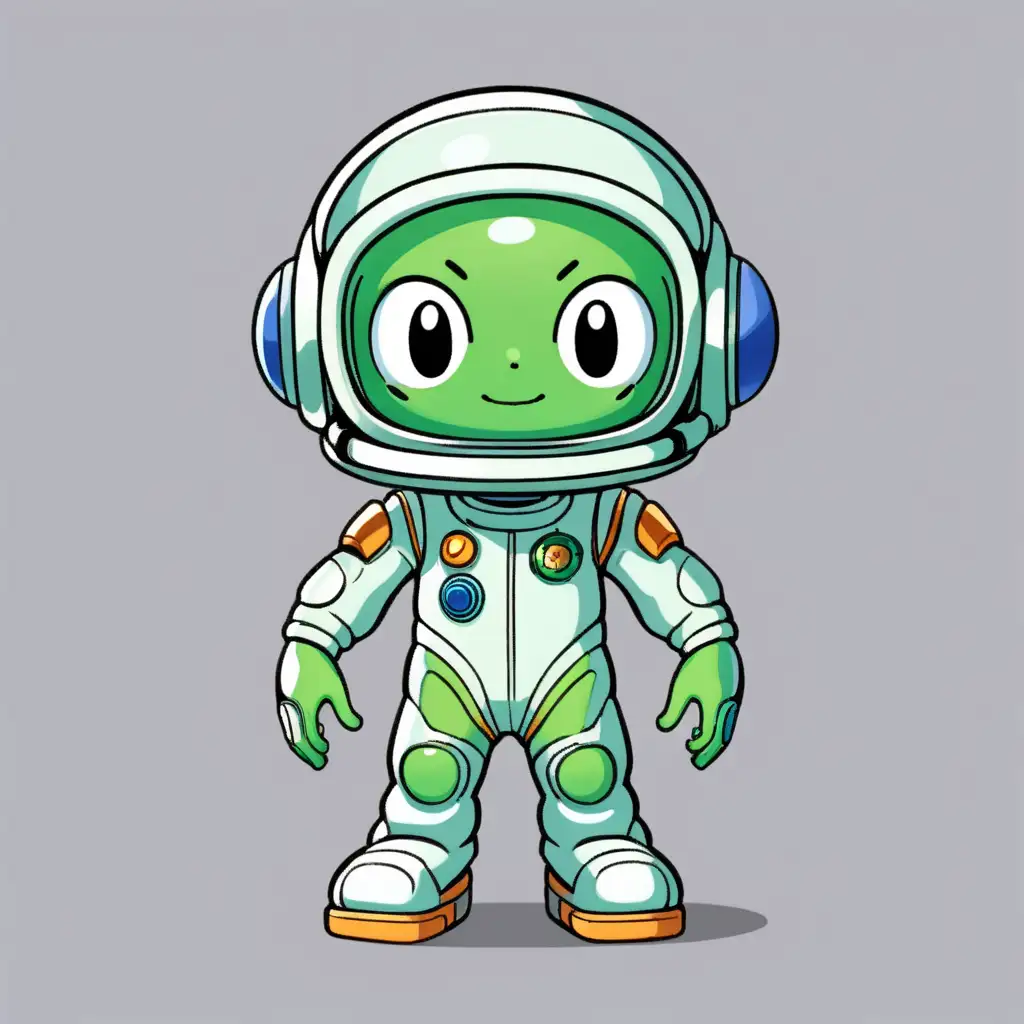 Adventurous Nintendo Style Platformer Green Alien Space Suit TPose