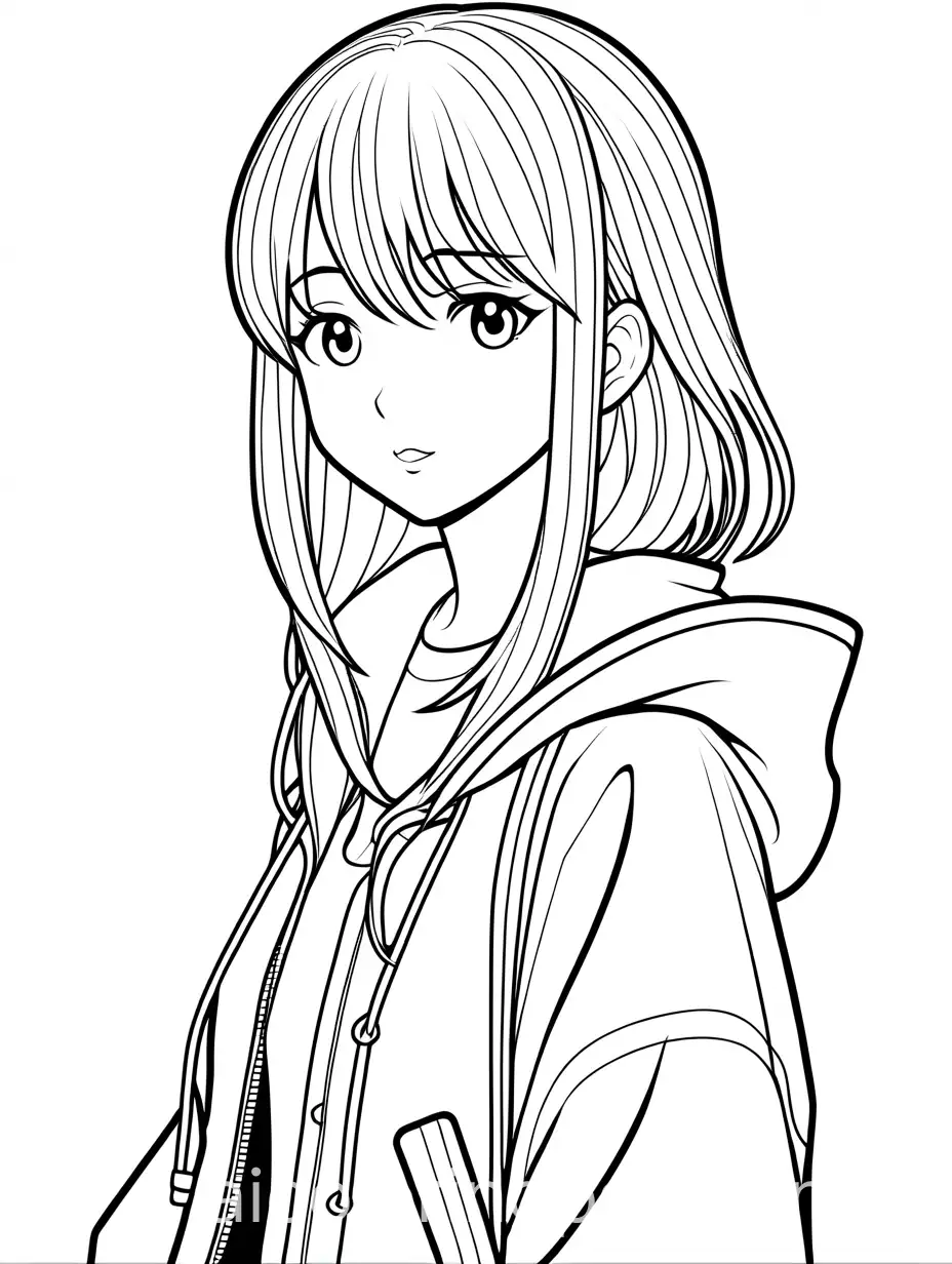 Anime-Style-Teen-in-Cute-Clothes-Coloring-Page
