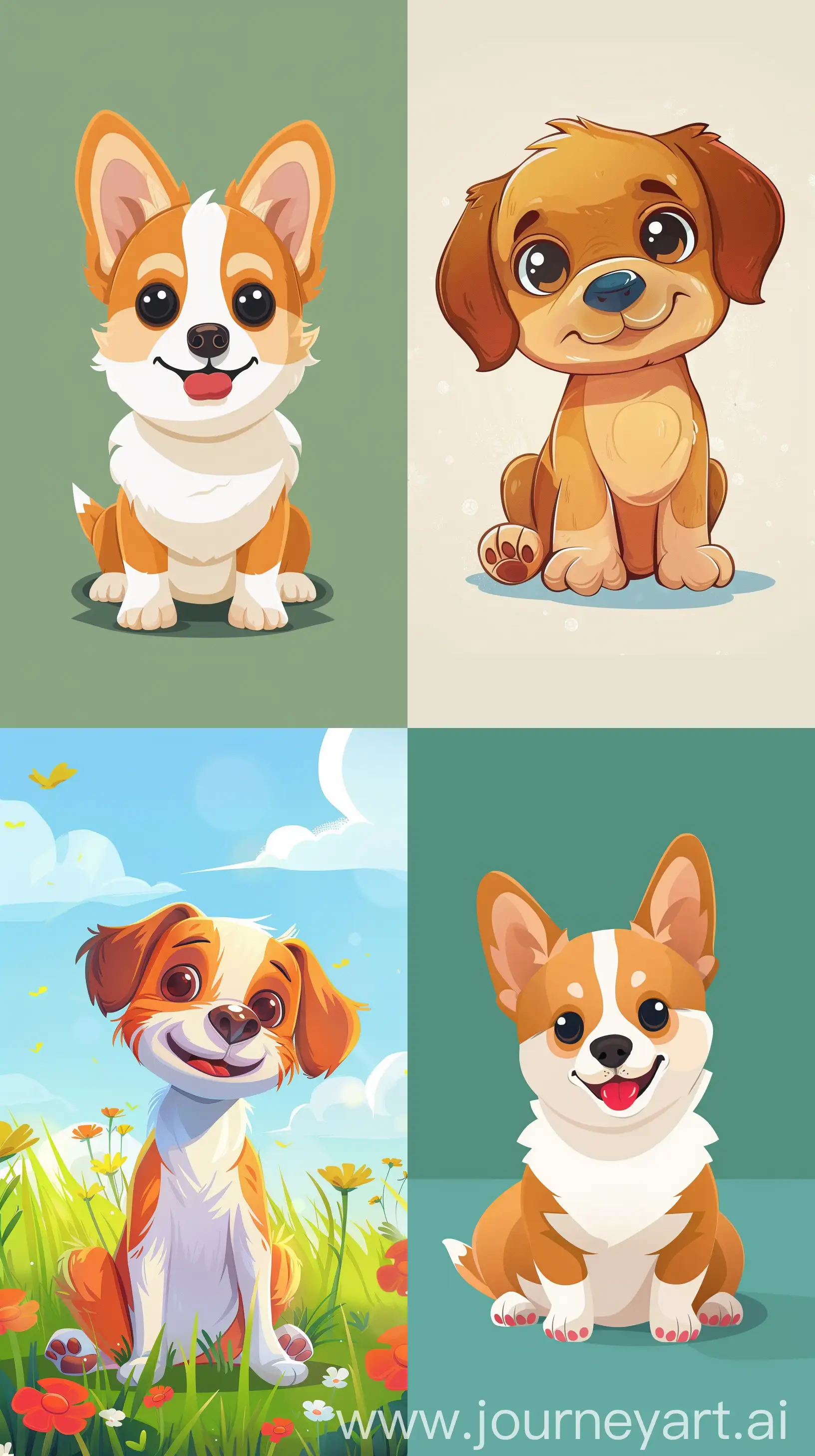Cartoon illustration, dog , cute, phone wallpaper background. 8k uhd, --ar 9:16