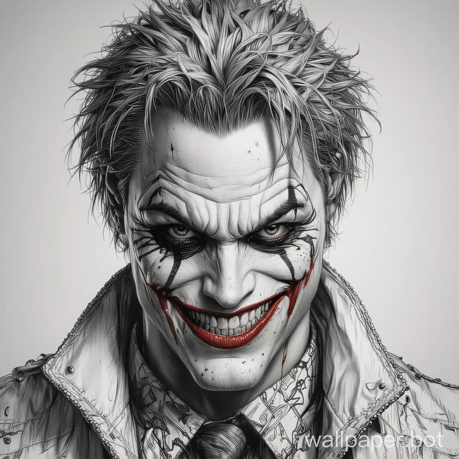 Suicide-Squad-Joker-Portrait-with-Gangsta-Style-in-Line-Art