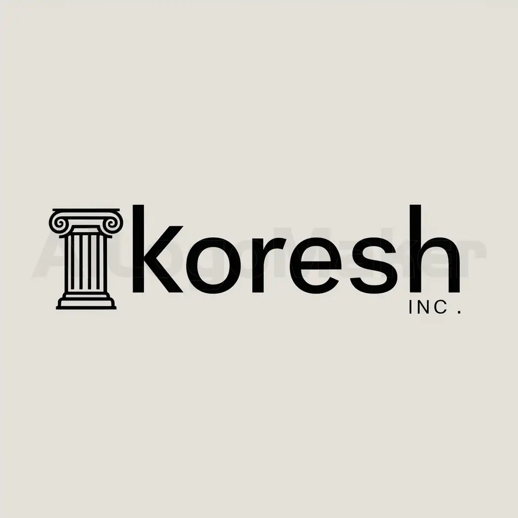 a logo design,with the text "Koresh Inc.", main symbol:Ancient Persian column,Moderate,clear background