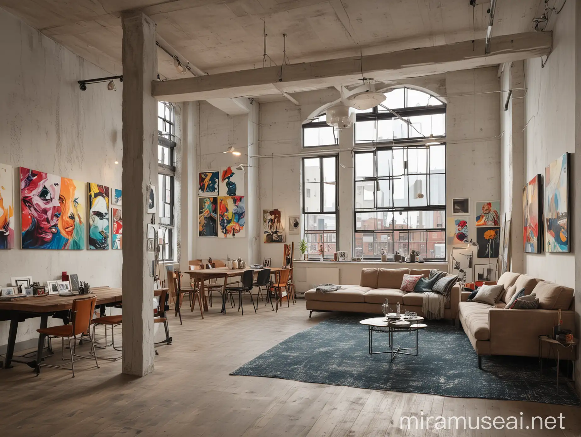 Contemporary Art Gallery Style Loft Interior with Urban Vibes