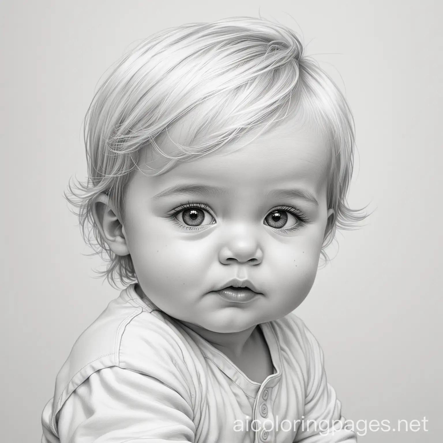 Baby Eli, Coloring Page, black and white, line art, white background, Simplicity, Ample White Space.