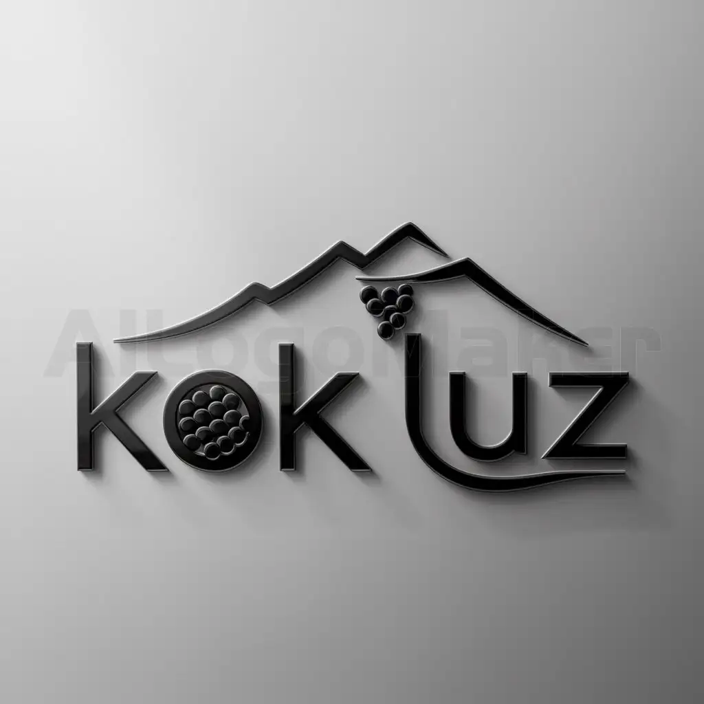 a logo design,with the text "Kokluz", main symbol:Mountain, grape,Moderate,be used in Winemaking industry,clear background