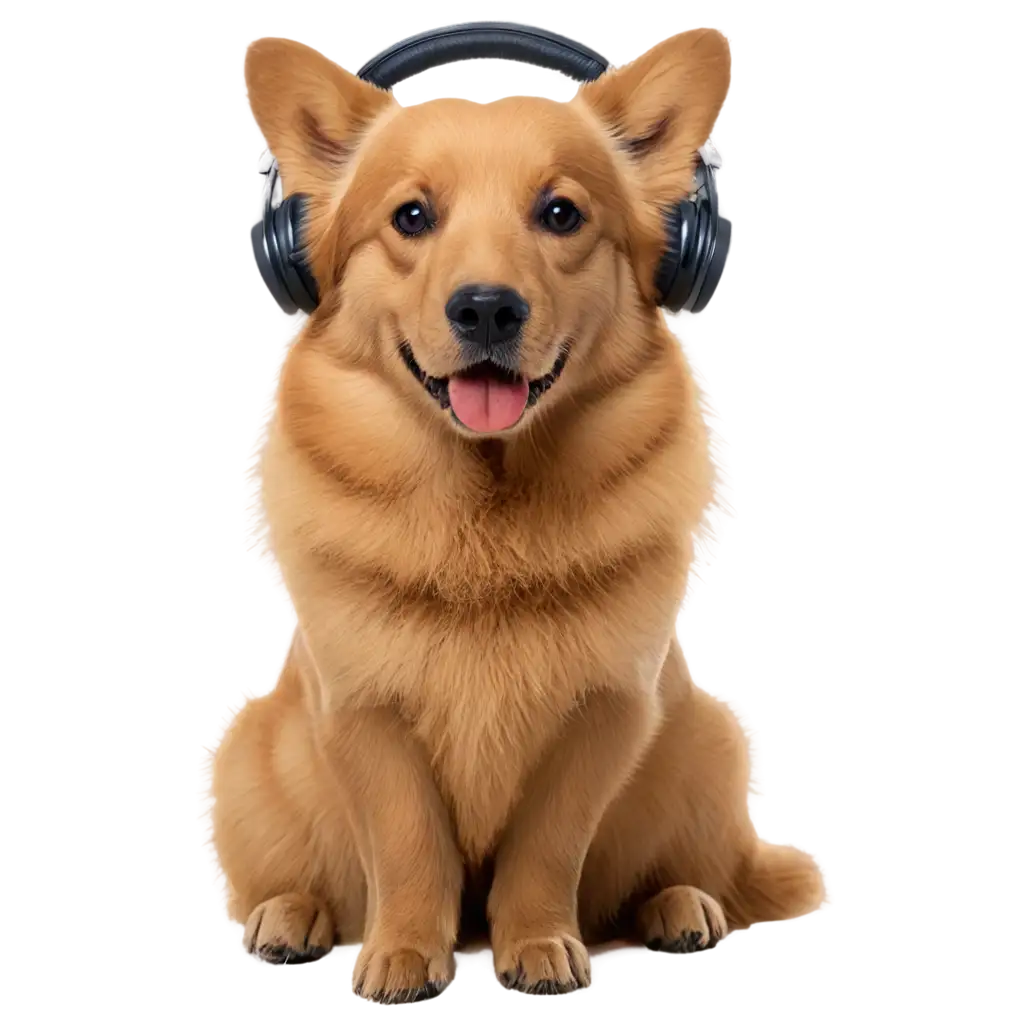 dog with headphone