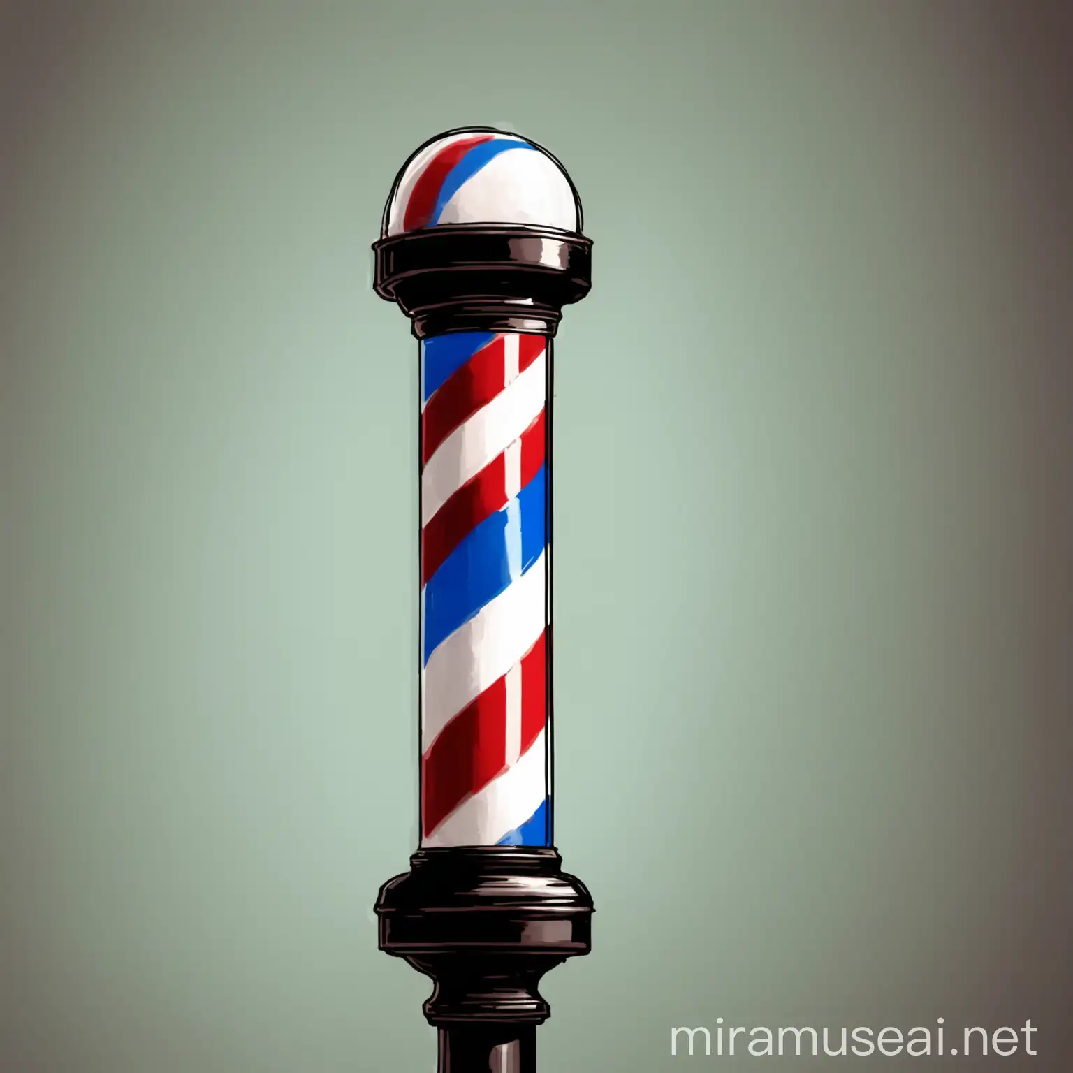 Traditional Barber Pole Against Blue Sky