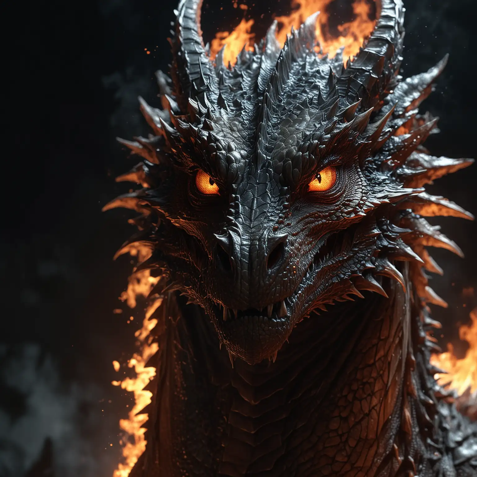 Captivating Fire Dragon Portrait in 8K Ultra HD Under Moonlight