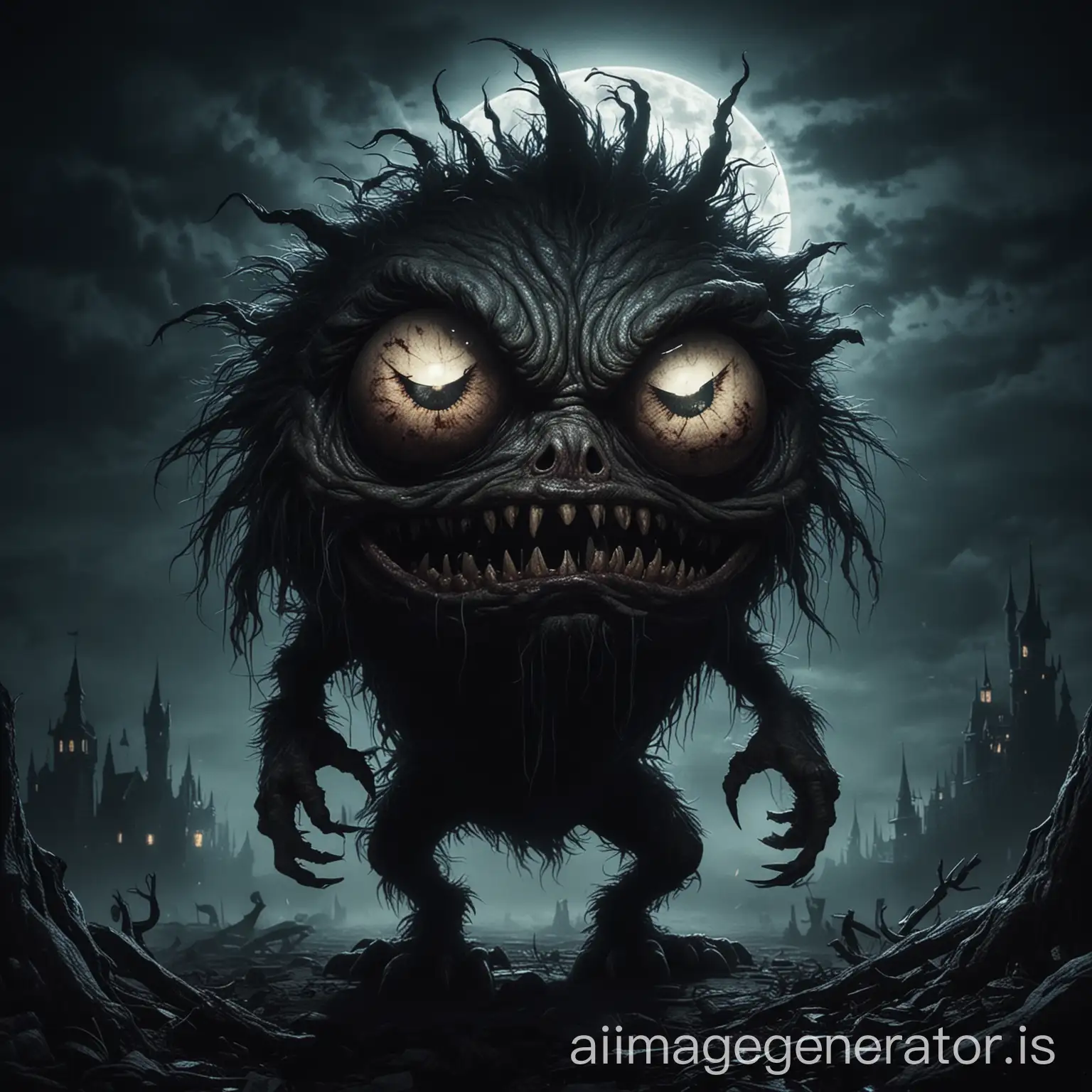 scary monster with one eye night time
