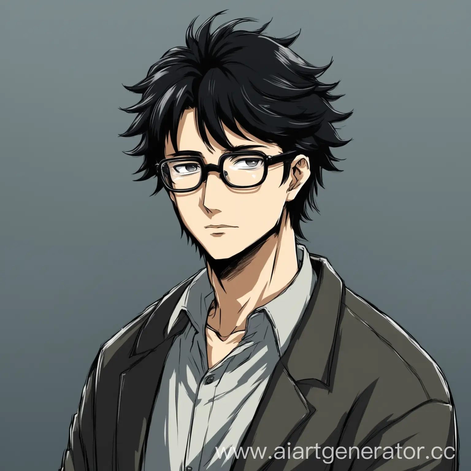 AnimeStyle-Portrait-of-a-Man-with-Black-Hair-and-Glasses