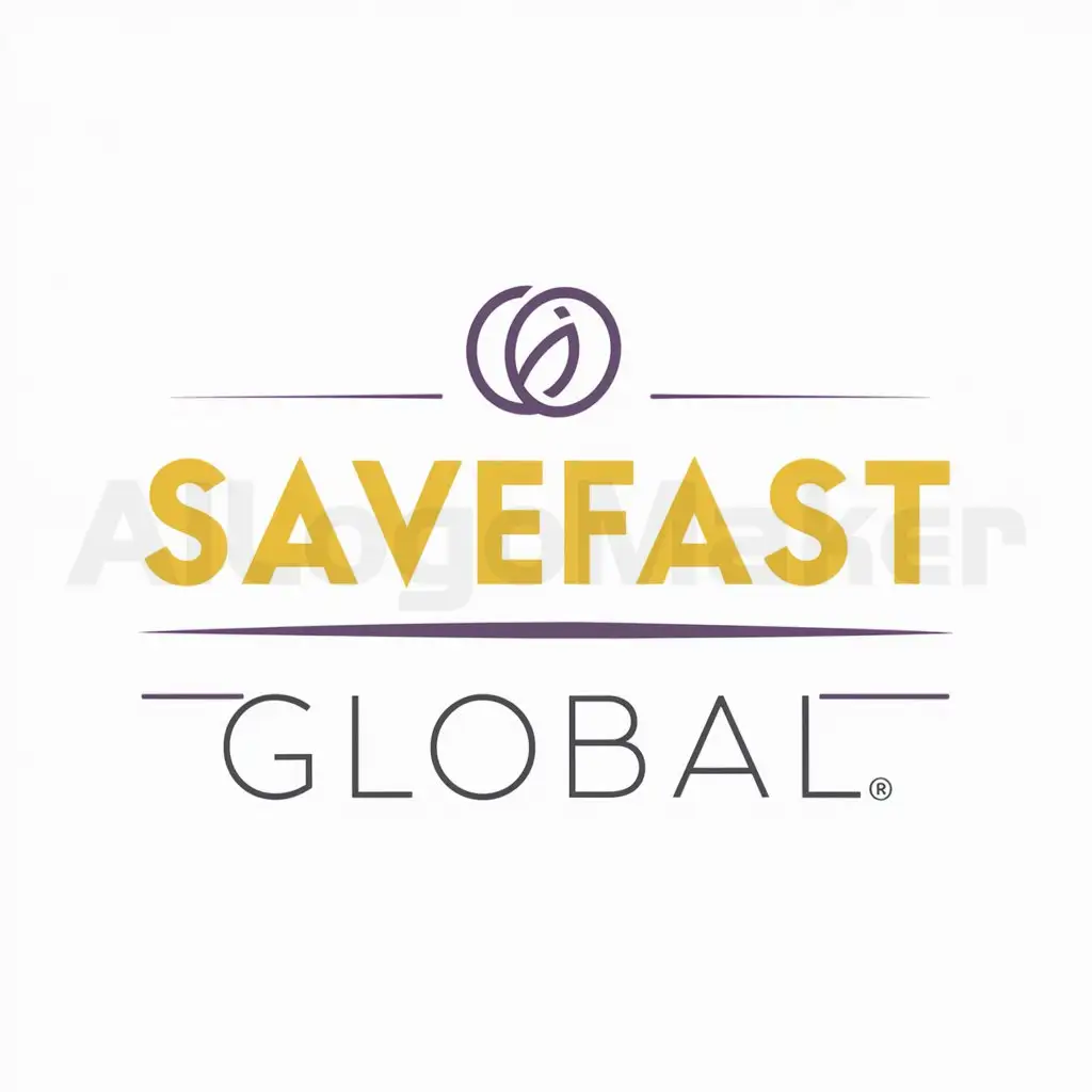 a logo design,with the text "SaveFast Global", main symbol:Integrate a mark that show Save Fast Global in the lettering "SaveFast Global", use yellow and purple colours, bold font, clean background,.,Minimalistic,be used in Others industry,clear background