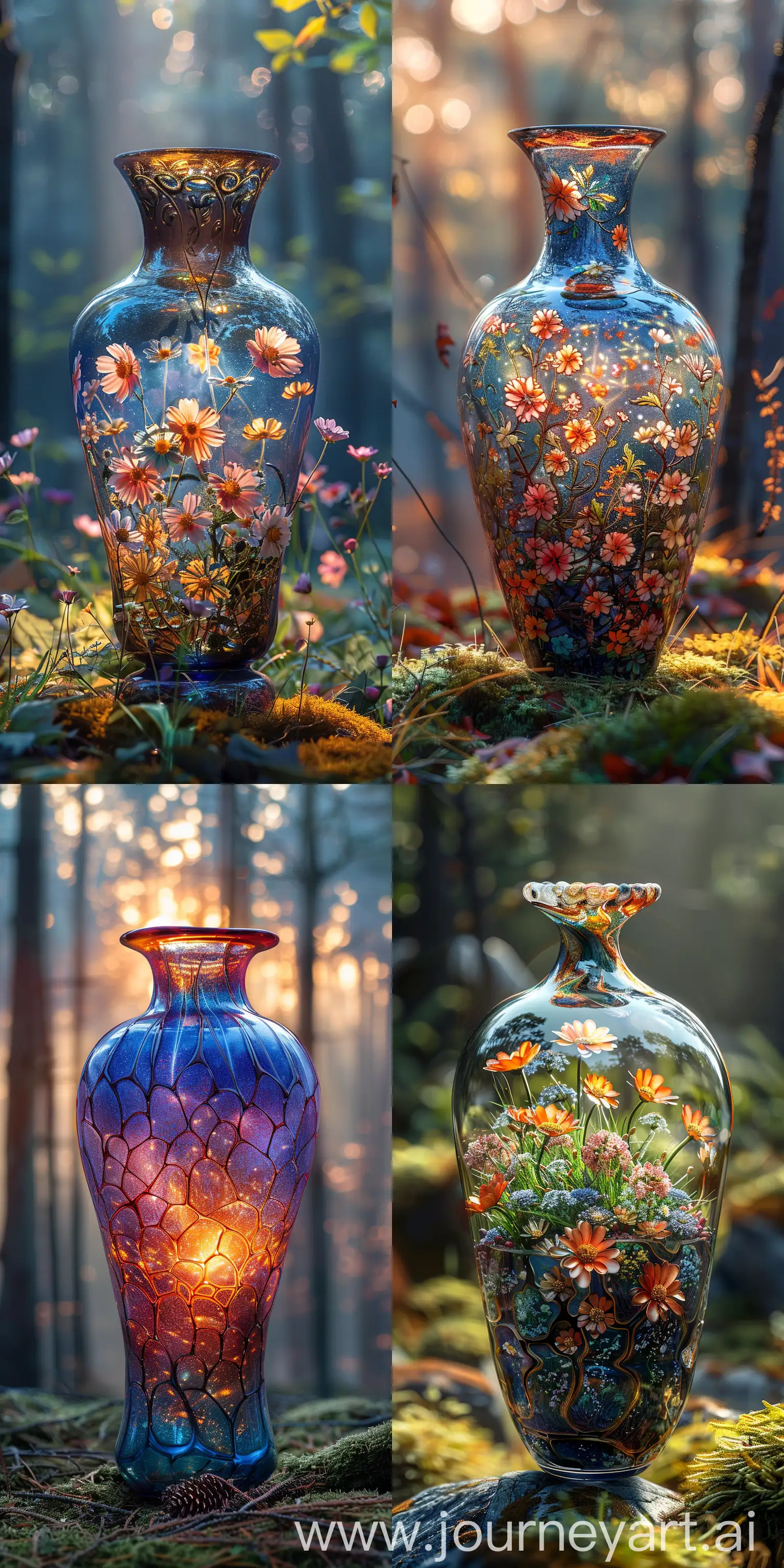 in the deep forest, delicate colorful ceramic and glass vase, magic life is inside, fantasy, dramatic lighting--chaos 20 --ar 1:2 --stylize 600

