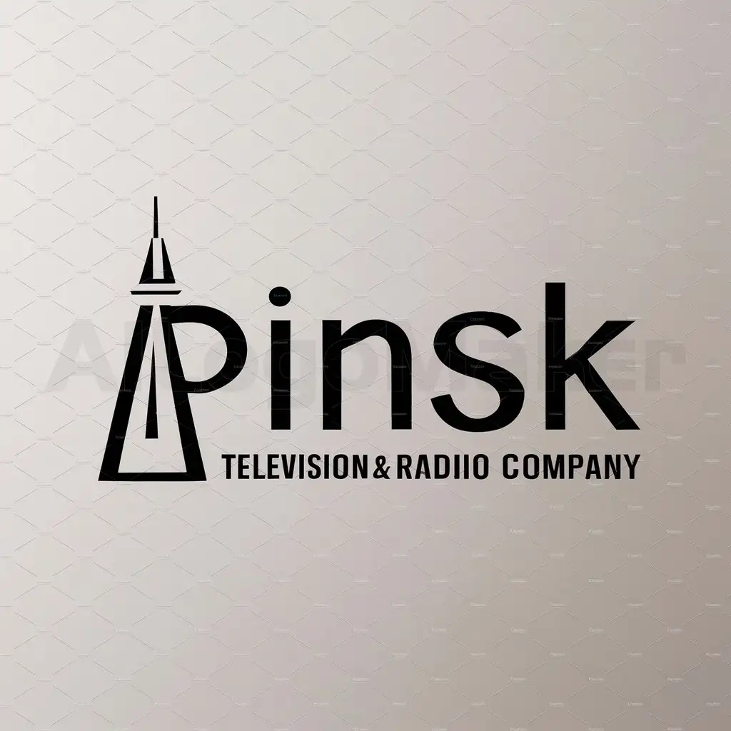 a logo design,with the text "Pinsk", main symbol:television tower,Moderate,be used in Television radio company industry,clear background
