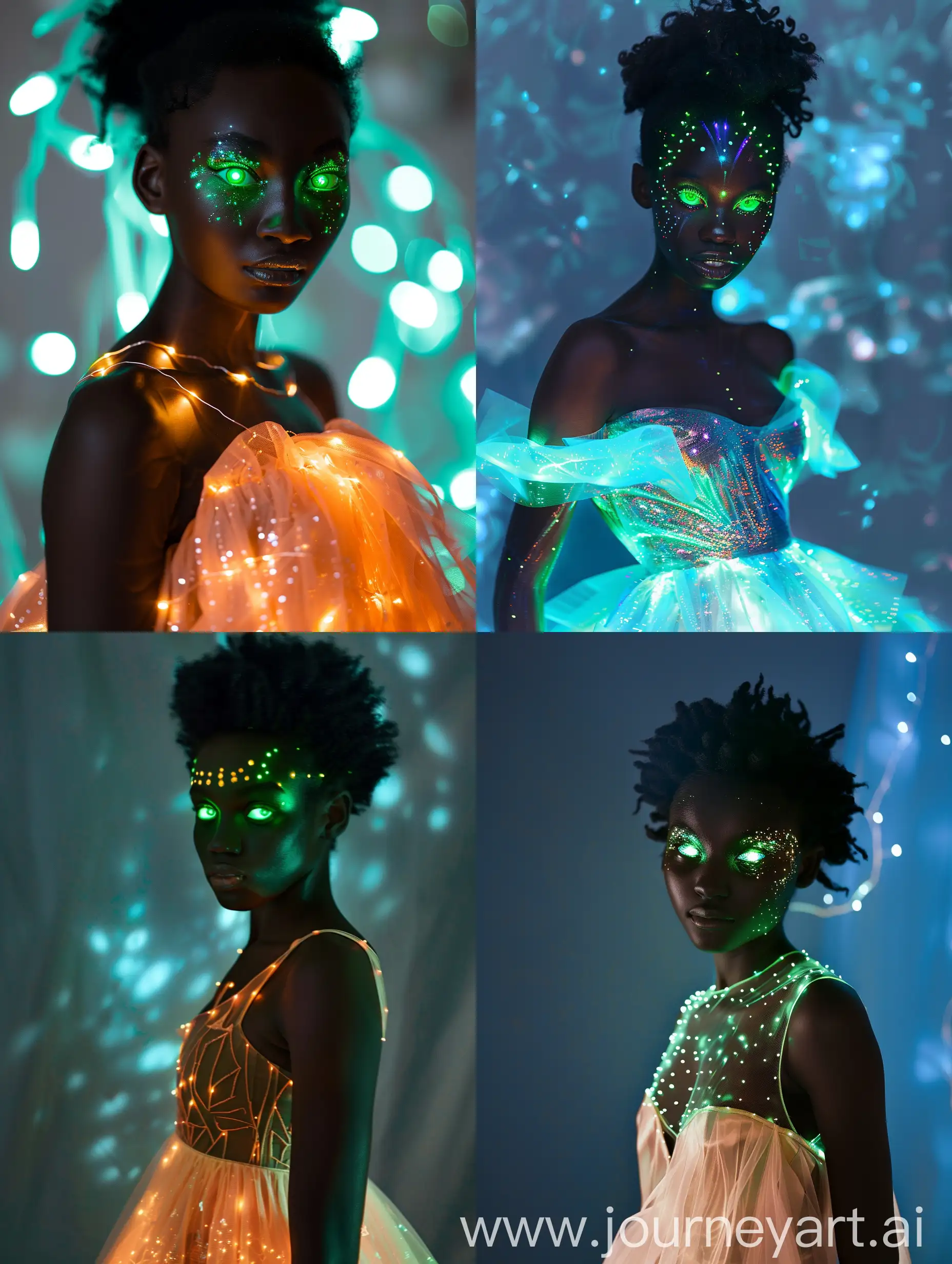 Elegant-Black-Teenage-Girl-with-Glowing-Green-Eyes-in-Radiant-Dress