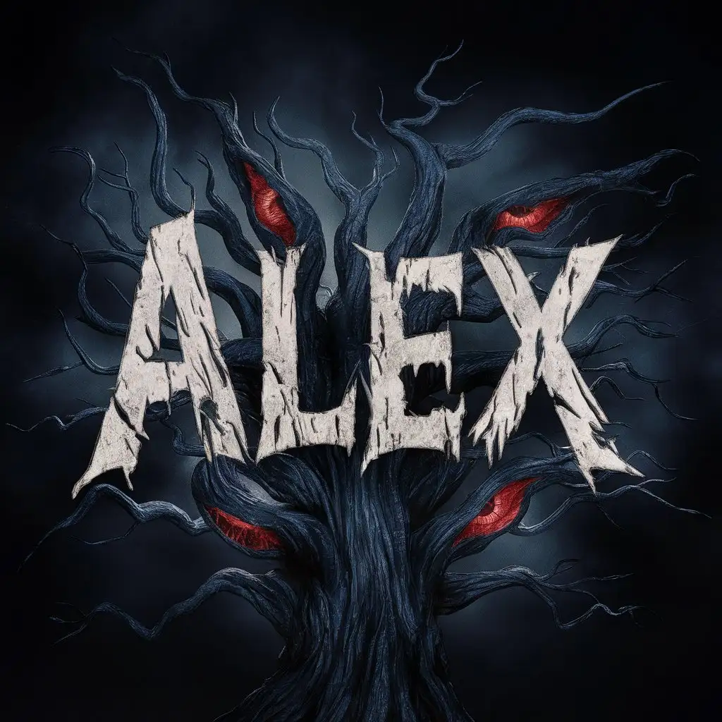 A dangerous looking wallpaper which includes the name Alex ,dark background