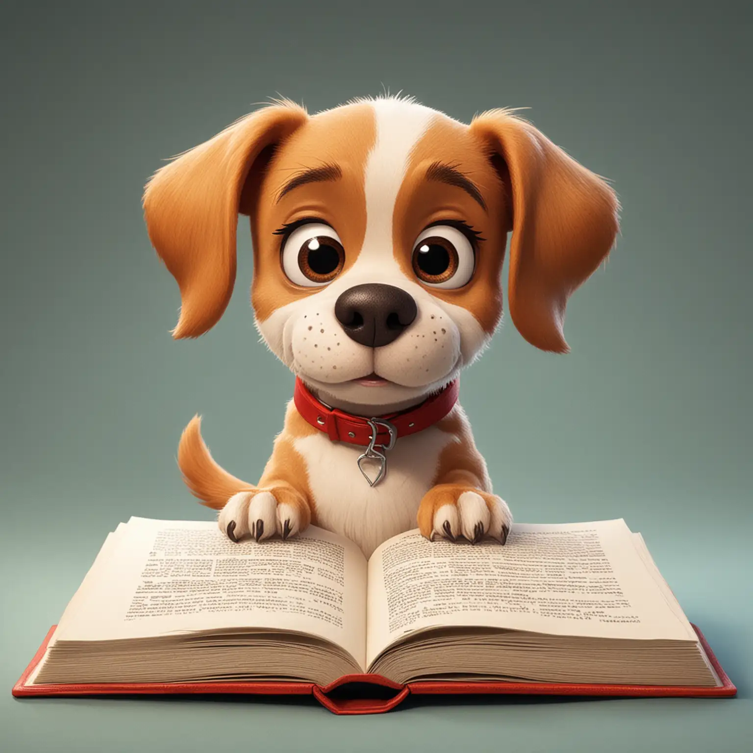 Сделай мультяшную собаку которая смотрит в книгу 