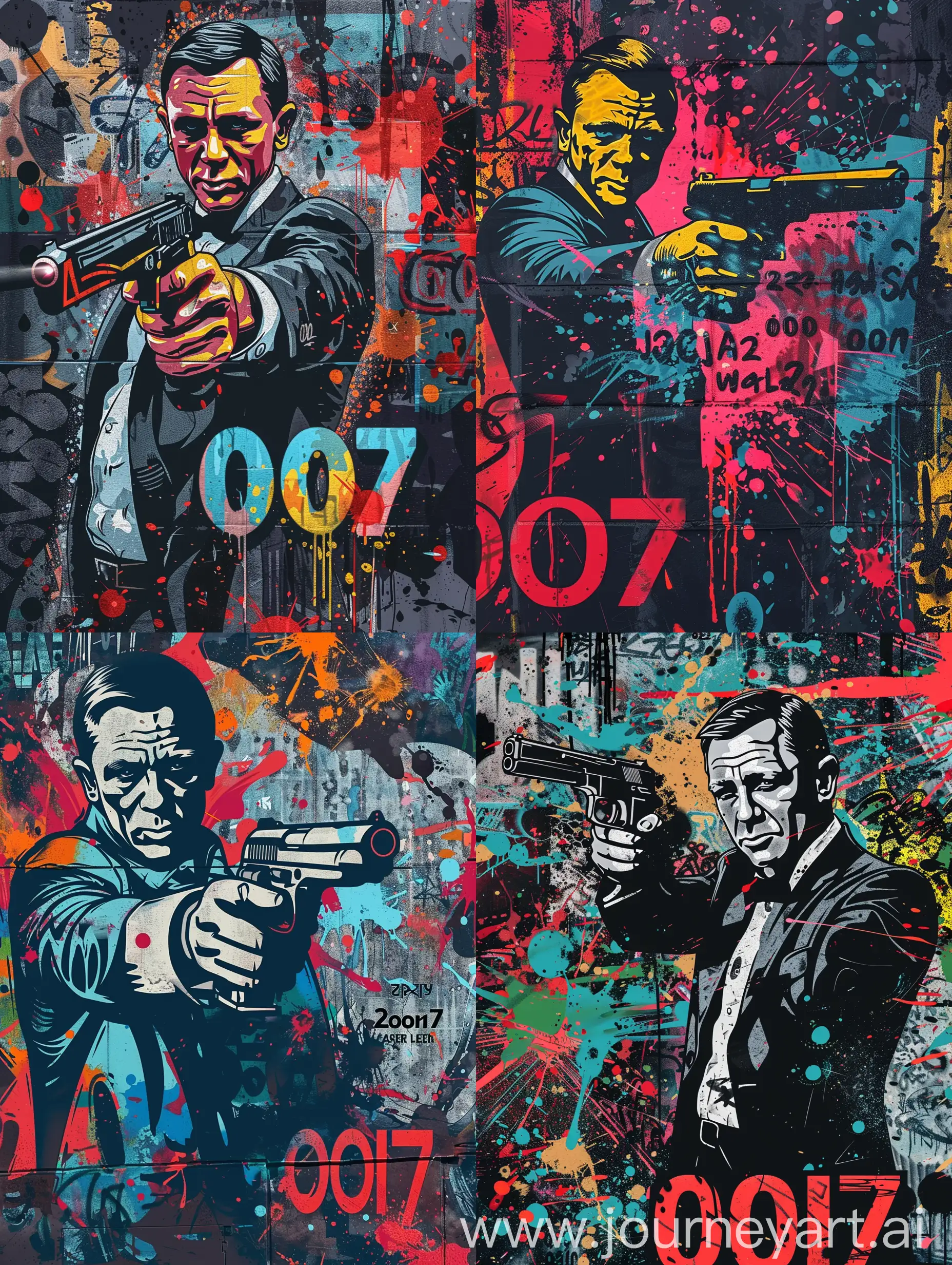 James-Bond-Graffiti-Illustration-Secret-Agent-Holding-Pistol