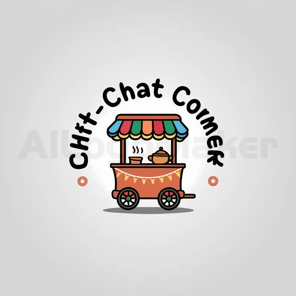 LOGO-Design-for-ChitChat-Corner-Vibrant-Indian-Street-Food-Cart-Emblem-on-Clear-Background