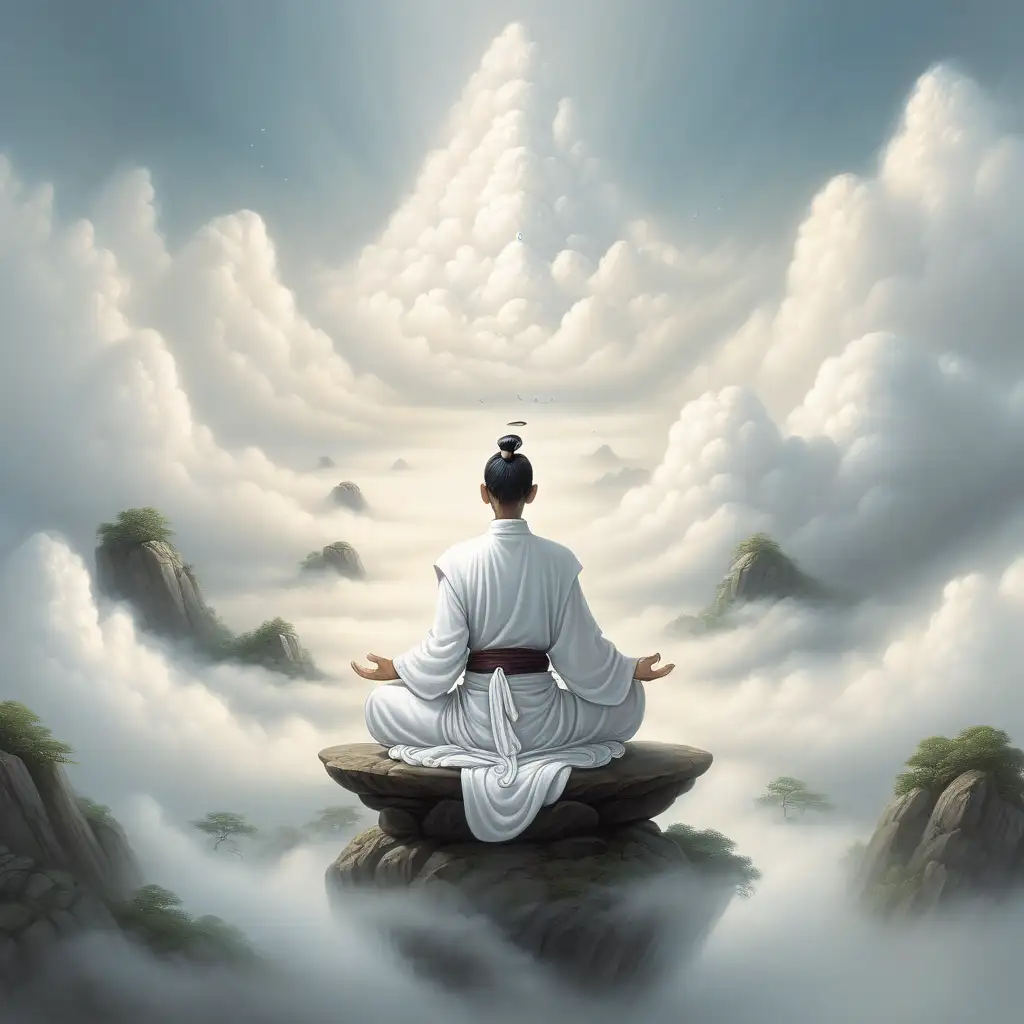 Tranquil-Zen-Meditation-Ethereal-Immortal-in-White-Clothing-on-Cloud