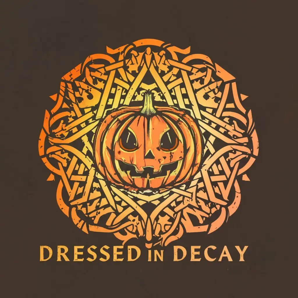 a logo design,with the text "Dressed In Decay", main symbol:Halloween pumpkin & sacred geometry,Moderate,be used in 0 industry,clear background