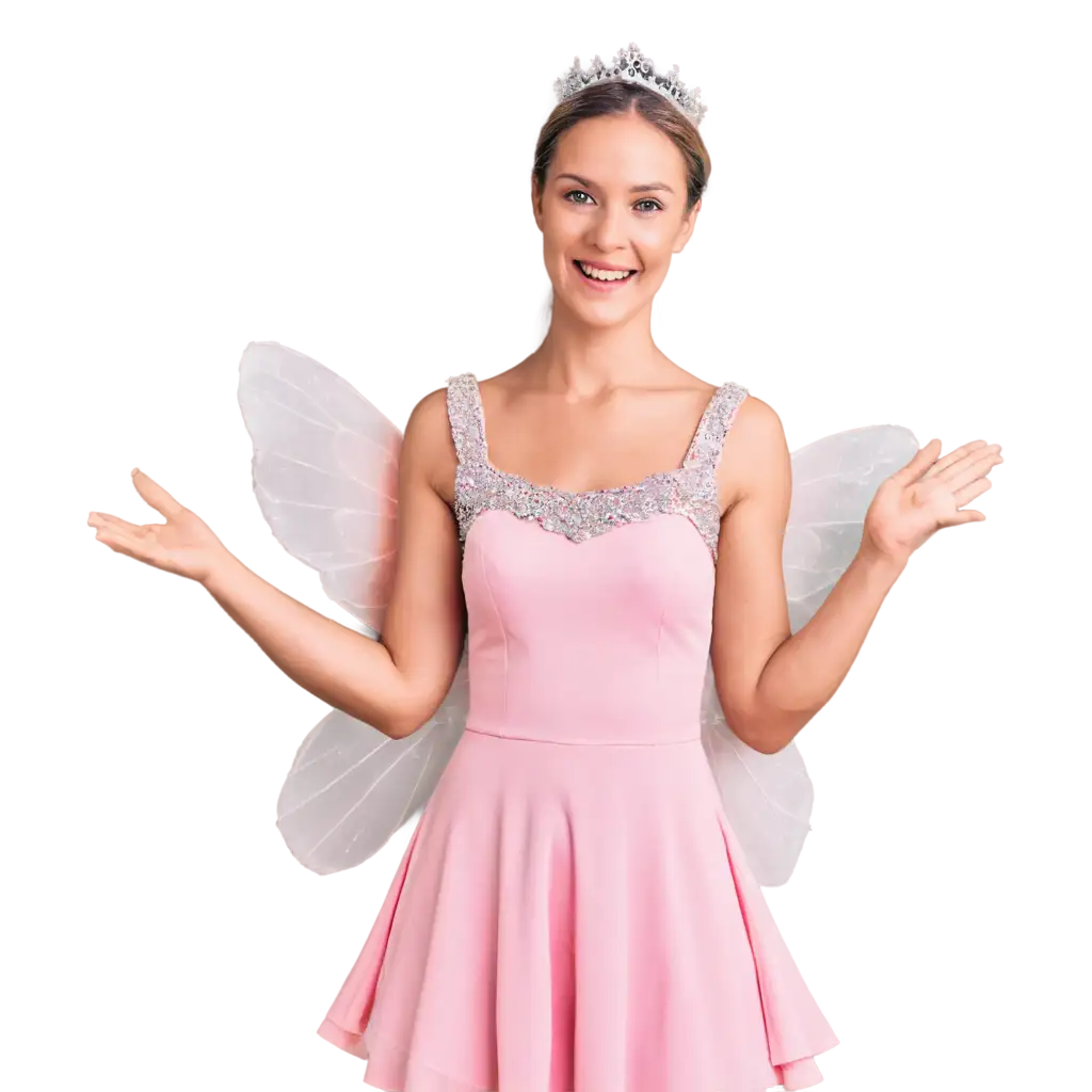smiling tooth fairy in a pink dress