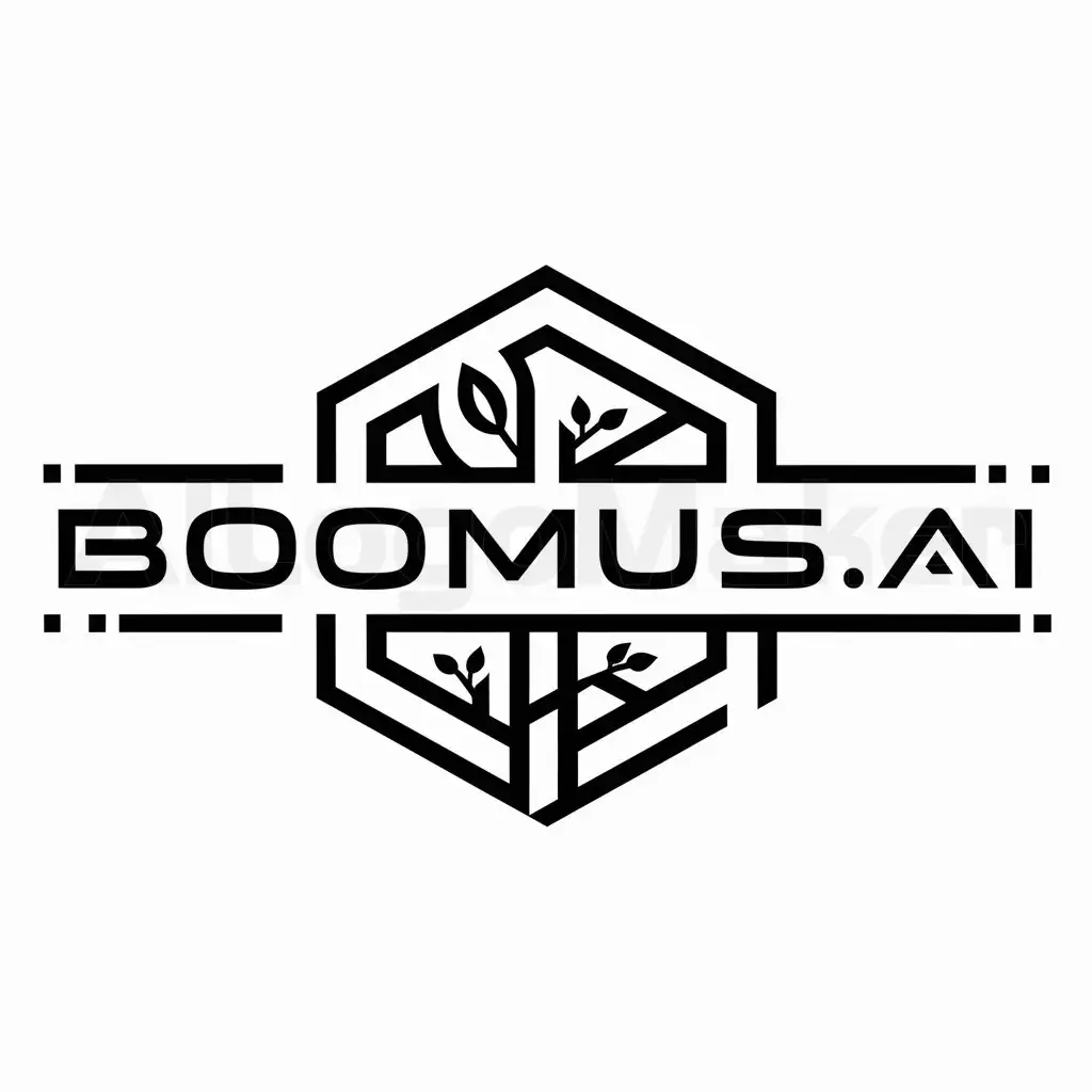 a logo design,with the text "BOOMUS.AI", main symbol:hexagon, leaf, tree symbols,complex,be used in Technology industry,clear background